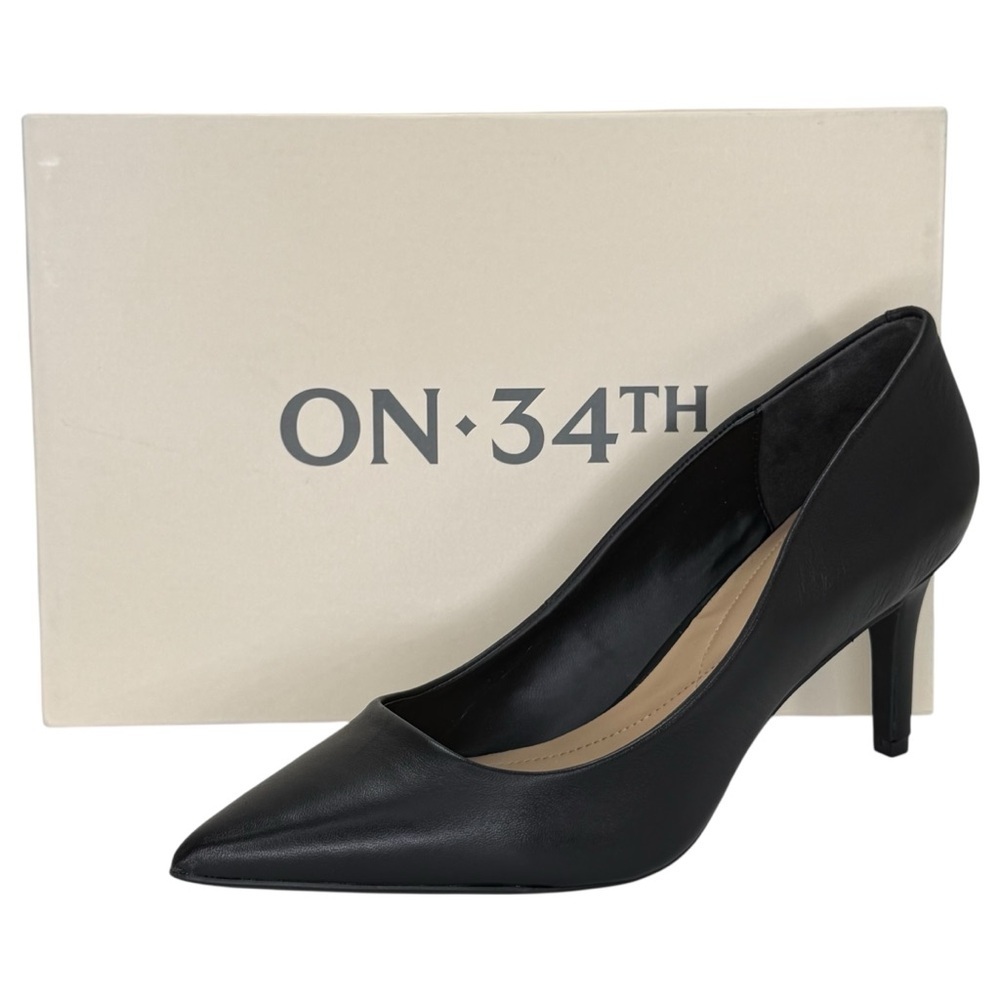 ON 34th Jeules Black Leather Womens Heels Size 9M - Picture 10 of 10